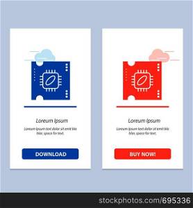 Cpu, Microchip, Processor, Processor Chip Blue and Red Download and Buy Now web Widget Card Template