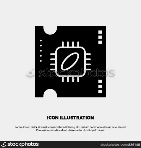 Cpu, Microchip, Processor, Processor Chip solid Glyph Icon vector