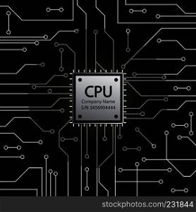 Cpu. Microprocessor. Microchip and Circuit board. Stock Vector illustration.. Cpu. Microprocessor. Microchip and Circuit board.
