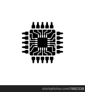 Cpu, Microprocessor, Microchip, Circuit board. Flat Vector Icon. Simple black symbol on white background. Cpu, Microprocessor, Microchip, Circuit board Flat Vector Icon