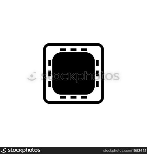 Cpu on Motherboard, Hardware Chip. Flat Vector Icon illustration. Simple black symbol on white background. Cpu on Motherboard, Hardware Chip sign design template for web and mobile UI element. Cpu on Motherboard, Hardware Chip Flat Vector Icon