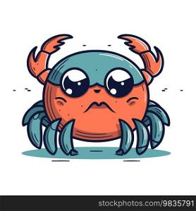 Crab character. Cute cartoon sea animal. Vector illustration.