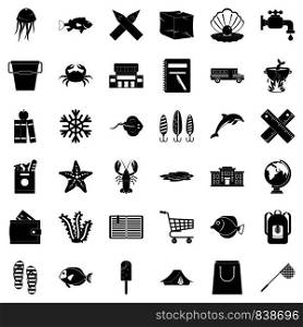 Crab icons set. Simple style of 36 crab vector icons for web isolated on white background. Crab icons set, simle style