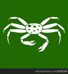 Crab seafood icon white isolated on green background. Vector illustration. Crab seafood icon green
