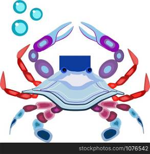 Crab underwater, illustration, vector on white background.