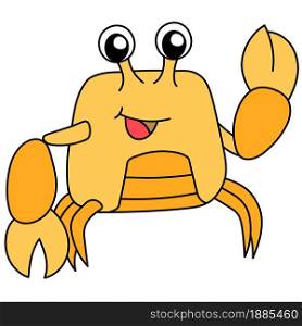 crab with yellow claws doodle kawaii. doodle icon image. cartoon caharacter cute doodle draw