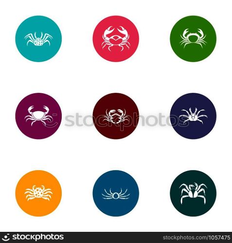 Crabmeat icons set. Flat set of 9 crabmeat vector icons for web isolated on white background. Crabmeat icons set, flat style