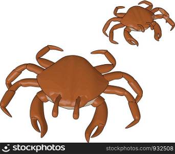 Crabs body is covered by exoskeleton Pincers are their weapons Normally eaten whole including the shell but in some lobster only claws and legs vector color drawing or illustration