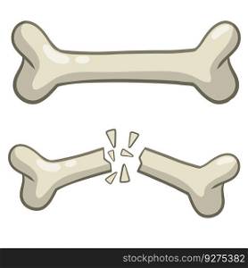 Crack and splinters. Dangerous situation and wound. Cartoon flat illustration and dog toy isolated on white background. Bone fracture. Trauma to the body