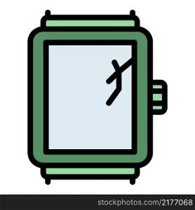 Crack glass smartwatch icon. Outline crack glass smartwatch vector icon color flat isolated. Crack glass smartwatch icon color outline vector