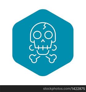 Crack skull bone icon. Outline crack skull bone vector icon for web design isolated on white background. Crack skull bone icon, outline style
