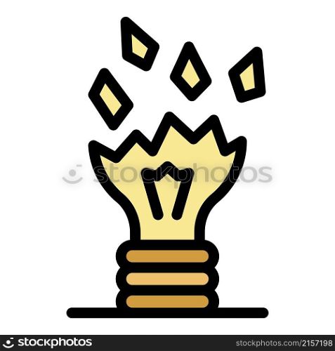 Cracked bulb icon. Outline cracked bulb vector icon color flat isolated. Cracked bulb icon color outline vector