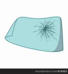 Cracked car windshield cartoon icon. Broken auto glass crack on a white background. Cracked car windshield cartoon icon