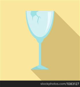 Cracked champagne glass icon. Flat illustration of cracked champagne glass vector icon for web design. Cracked champagne glass icon, flat style