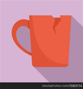 Cracked cup icon. Flat illustration of cracked cup vector icon for web design. Cracked cup icon, flat style