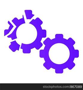 Cracked gear icon. Cartoon of cracked gear vector icon for web design isolated on white background. Cracked gear icon, cartoon style