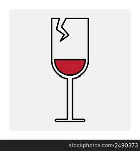 Cracked glass icon. Delivery icons set. Cracked glass of wine. Vector illustration. stock image. EPS 10.. Cracked glass icon. Delivery icons set. Cracked glass of wine. Vector illustration. stock image. 
