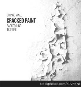 Cracked paint grunge wall texture. vector grey tones monochrome vintage cracked paint grunge wall realistic retro decoration crackelure effect rough background texture