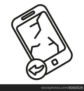 Cracked phone return icon outline vector. Parcel service. Store gift. Cracked phone return icon outline vector. Parcel service