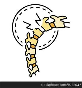 Cracked spine icon. Outline cracked spine vector icon color flat isolated on white. Cracked spine icon color outline vector