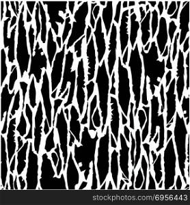 Cracked texture. Seamless pattern. Black-white surface with vertical cracked. Vector illustration