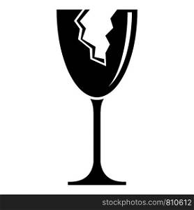 Cracked wine glass icon. Simple illustration of cracked wine glass vector icon for web design isolated on white background. Cracked wine glass icon, simple style