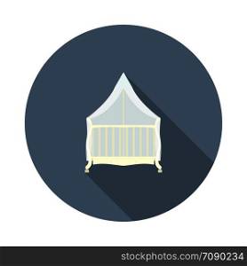 Cradle Icon. Flat Circle Stencil Design With Long Shadow. Vector Illustration.