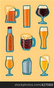 Craft beer icon set. Hand drawn set of craft beer vector icons for web design. Craft beer icon set, hand drawn style