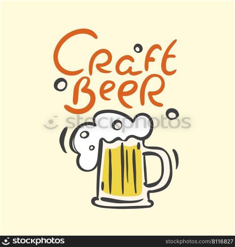 CRAFT BEER Lettering Cartoon Drink Vector Illustration Set