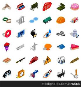 Craft icons set. Isometric style of 36 craft vector icons for web isolated on white background. Craft icons set, isometric style