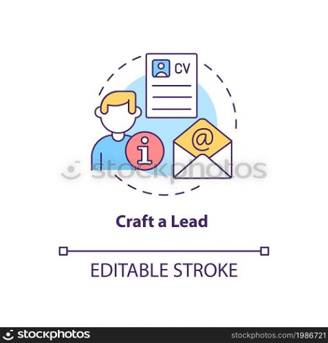 Craft lead concept icon. Writing cv abstract idea thin line illustration. Curriculum vitae. First step of job application. Job hunting. Vector isolated outline color drawing. Editable stroke. Craft lead concept icon