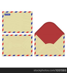 Craft paper set open, front and rear surface of the air mail envelops. Vector illustration. Craft paper set open, front and rear surface of the vector air mail envelops