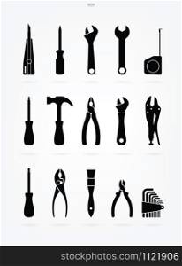 Craftsman tool icon set. Technician tool sign and symbol. Vector illustration.