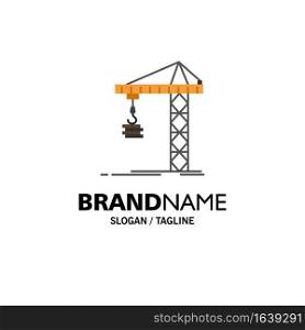 Crane, Building, Construction, Constructing, Tower Business Logo Template. Flat Color