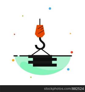 Crane, Building, Construction, Harbor, Hook Abstract Flat Color Icon Template