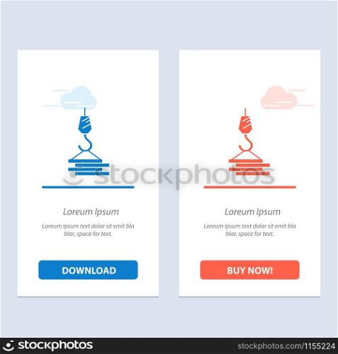 Crane, Building, Construction, Harbor, Hook Blue and Red Download and Buy Now web Widget Card Template