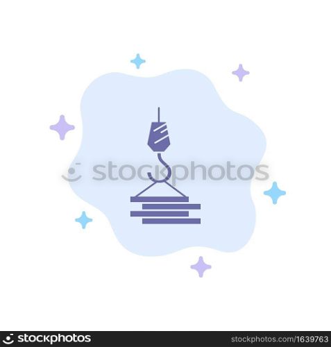 Crane, Building, Construction, Harbor, Hook Blue Icon on Abstract Cloud Background