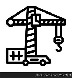 crane building construction line icon vector. crane building construction sign. isolated contour symbol black illustration. crane building construction line icon vector illustration