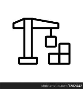 Crane construction icon vector. Thin line sign. Isolated contour symbol illustration. Crane construction icon vector. Isolated contour symbol illustration