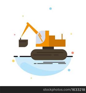 Crane, Construction, Lift, Truck Abstract Flat Color Icon Template