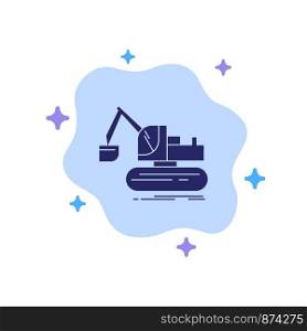 Crane, Construction, Lift, Truck Blue Icon on Abstract Cloud Background
