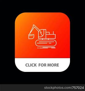 Crane, Construction, Lift, Truck Mobile App Button. Android and IOS Line Version