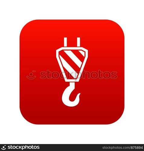 Crane hook icon digital red for any design isolated on white vector illustration. Crane hook icon digital red