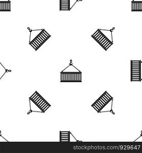Crane hook lifts container pattern repeat seamless in black color for any design. Vector geometric illustration. Crane hook lifts container pattern seamless black
