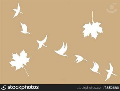 crane in sky on brown background, vector illustration