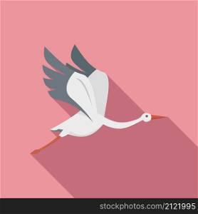 Crane stork icon flat vector. Bird fly. Baby nest. Crane stork icon flat vector. Bird fly