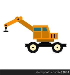Crane truck icon flat isolated on white background vector illustration. Crane truck icon isolated