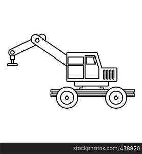 Crane truck icon in outline style isolated vector illustration. Crane truck icon outline