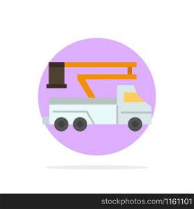 Crane, Truck, Lift, Lifting, Transport Abstract Circle Background Flat color Icon