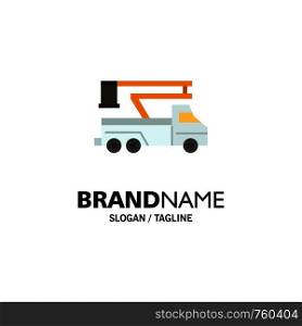Crane, Truck, Lift, Lifting, Transport Business Logo Template. Flat Color